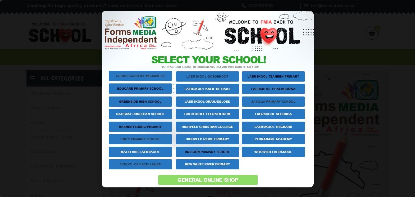 Landing page screenshot